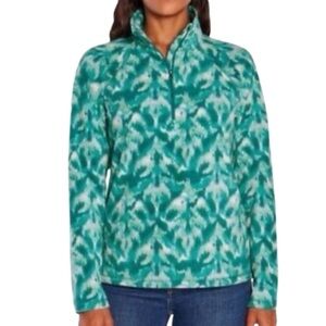 NWOT EDDIE BAUER Green Printed 1/4 Zip Front Long Sleeve Polar Fleece Size Large